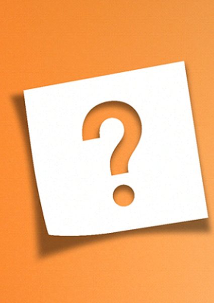 Sticky note with question mark on orange background