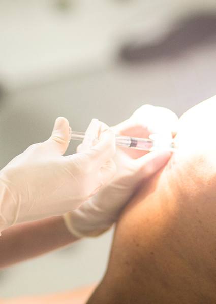 Patient receiving injection as part of Prolozone therapy in Fort Lauderdale