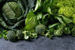 Variety of leafy green vegetables that support healthy blood